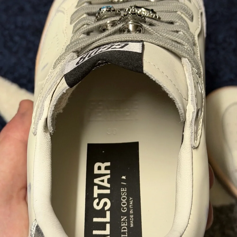Golden Goose Ball Star White Nappa and Rhinestones size 39